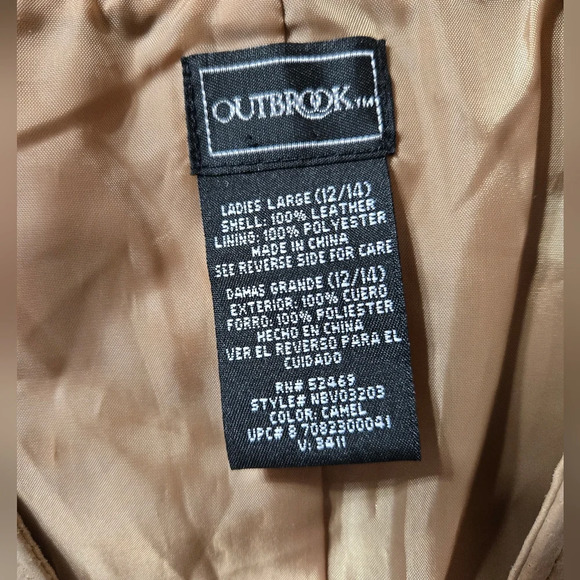 OUTBROOK Ladies Large (12/14) 100% Leather Embroidered Trim Sleeveless Vest GUC - Picture 2 of 7